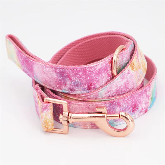 2020 Dream Girl Dog Collar Dog Flower and Leash Set for Pet Dog Cat with Rose Gold Metal Buckle