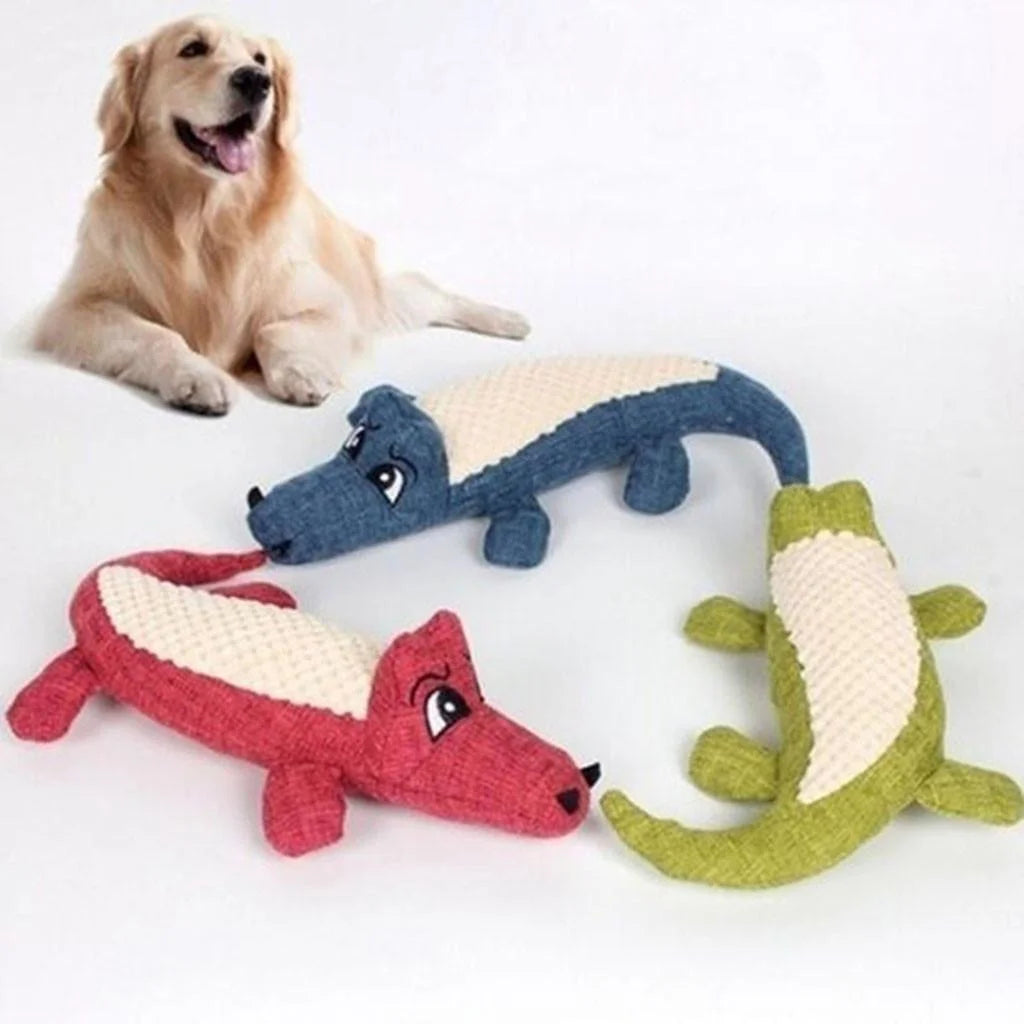 Dog Squeaky Toys, Dog Toothbrush Puppy Chew Toy Chewing & Cleaning Teeth, Linen Plush Animal Toy Safe Chew Proof Toys Small Medium Large Dog Pets