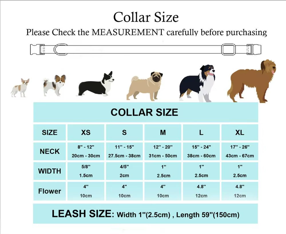 2020 Dream Girl Dog Collar Dog Flower and Leash Set for Pet Dog Cat with Rose Gold Metal Buckle