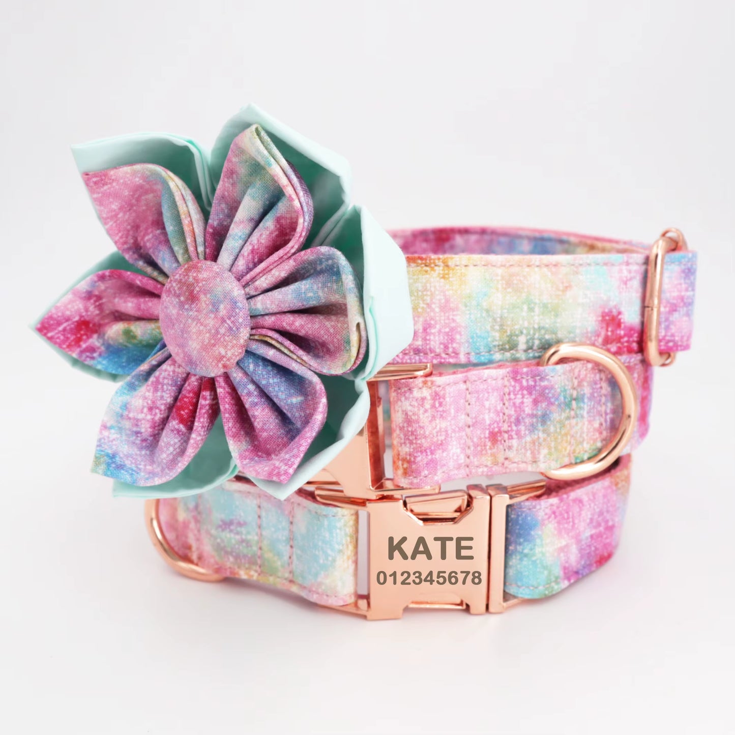 2020 Dream Girl Dog Collar Dog Flower and Leash Set for Pet Dog Cat with Rose Gold Metal Buckle