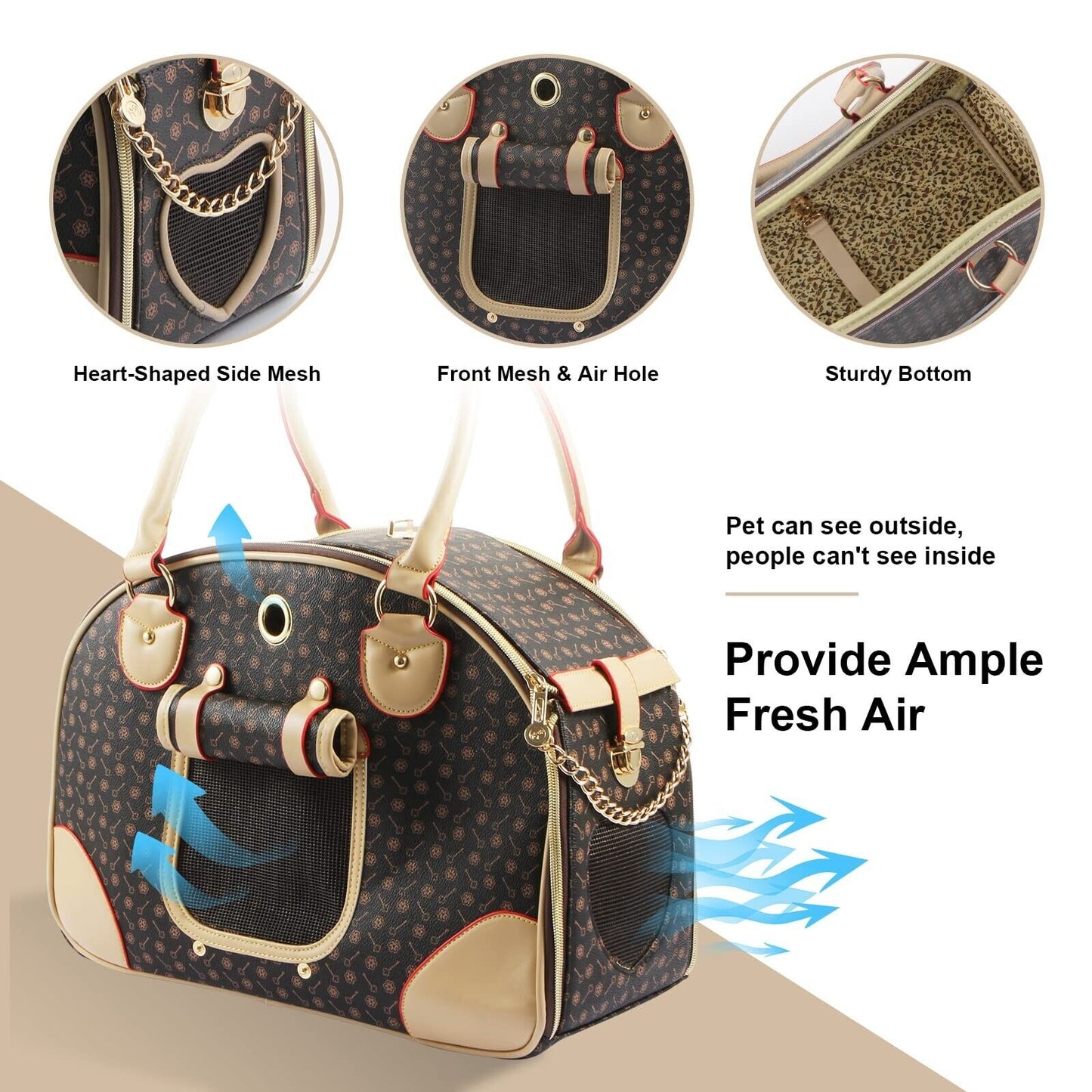Fashion Dog Carrier PU Leather Dog Handbag Dog Purse Cat Tote Bag Pet Cat Dog...