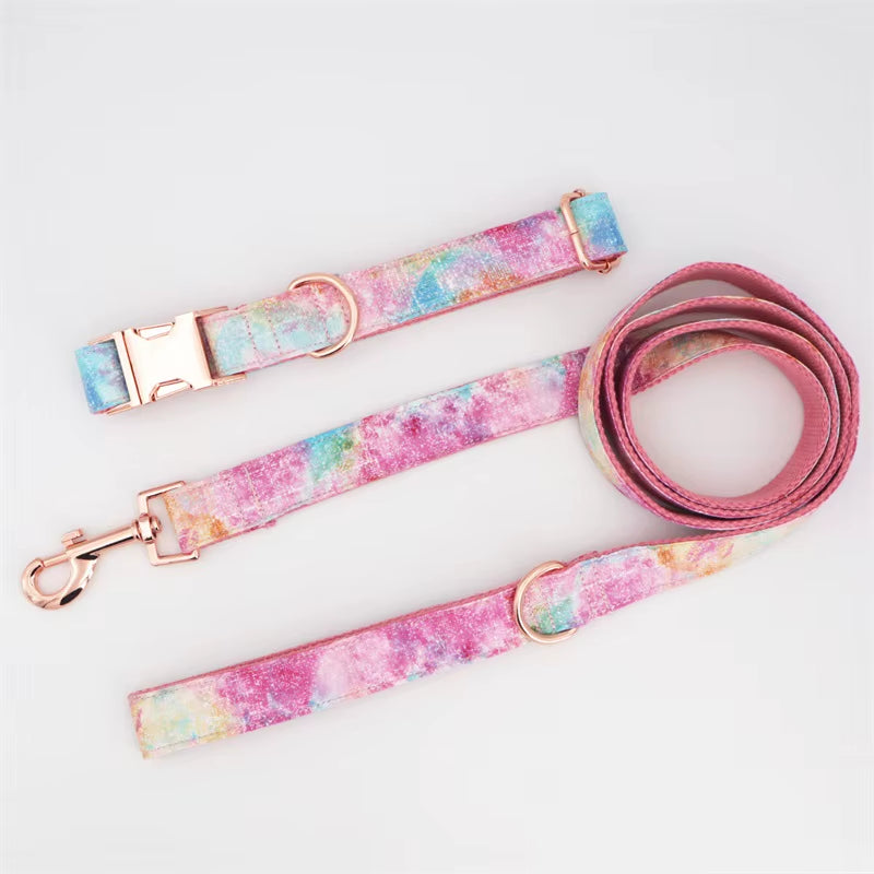 2020 Dream Girl Dog Collar Dog Flower and Leash Set for Pet Dog Cat with Rose Gold Metal Buckle
