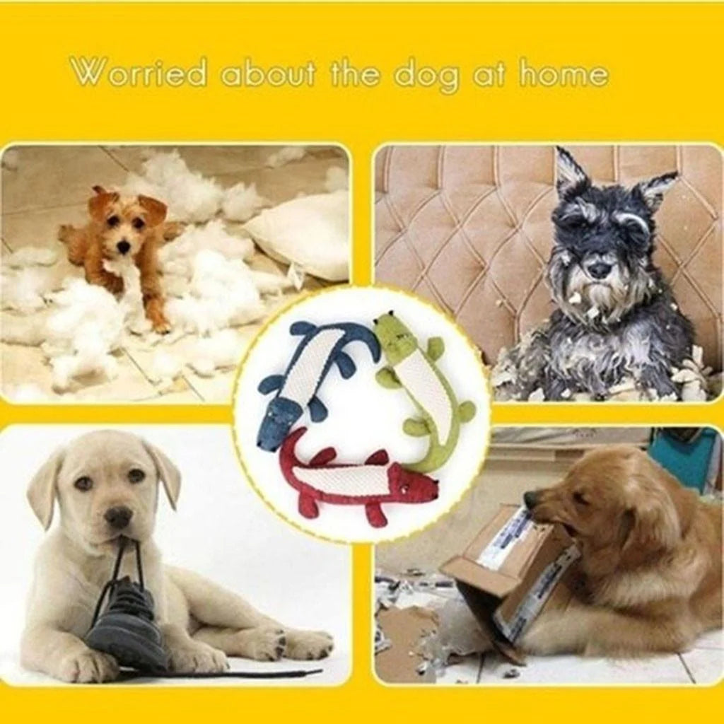 Dog Squeaky Toys, Dog Toothbrush Puppy Chew Toy Chewing & Cleaning Teeth, Linen Plush Animal Toy Safe Chew Proof Toys Small Medium Large Dog Pets