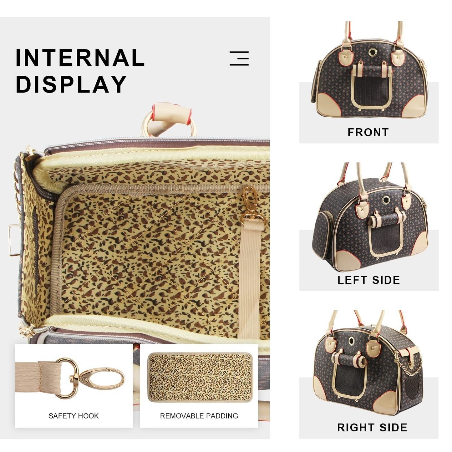 Fashion Dog Carrier PU Leather Dog Handbag Dog Purse Cat Tote Bag Pet Cat Dog...