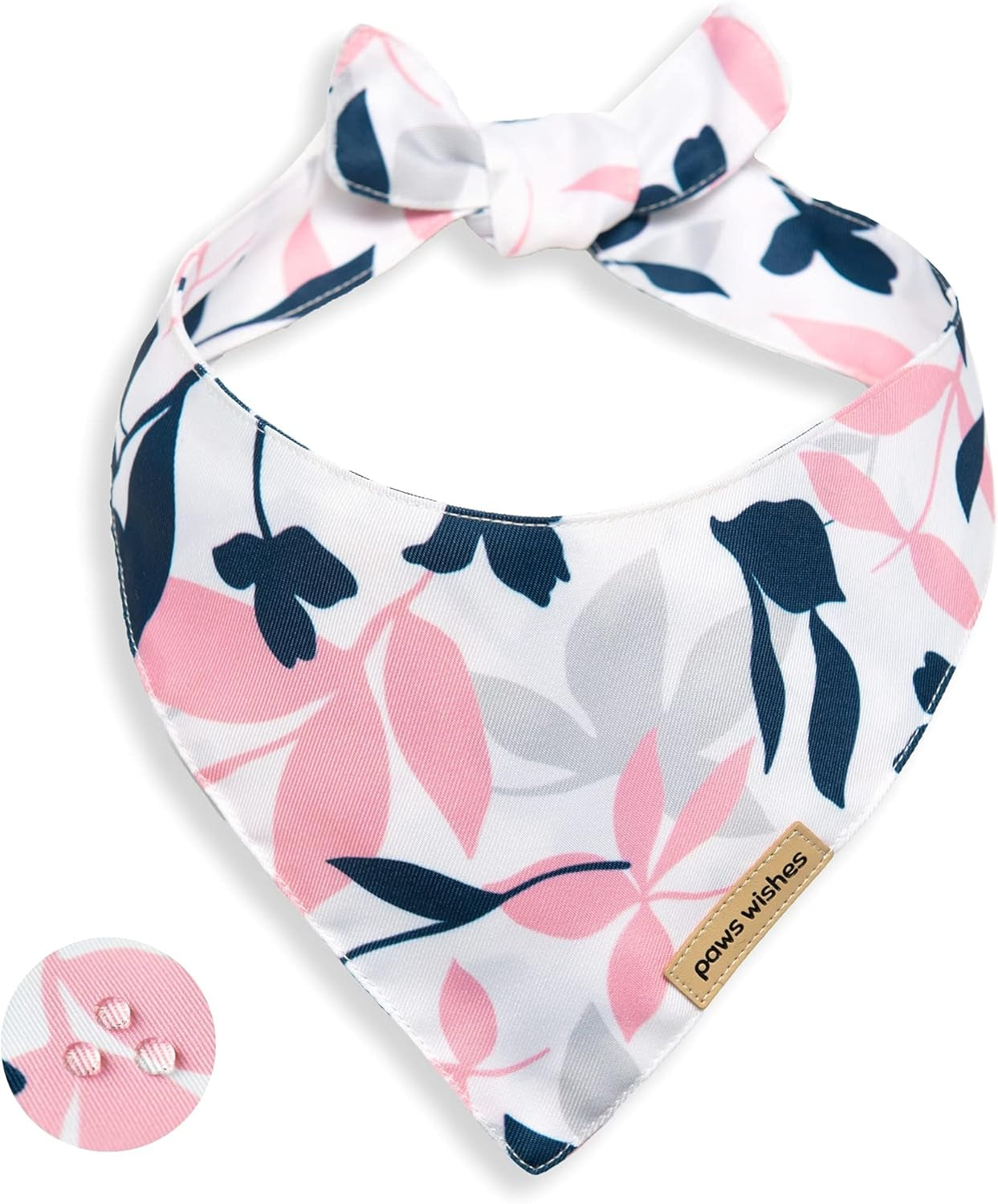 Dog Bandanas 2 Pack, Pet Friendly Shape, Water and Wrinkle Resistant, Set D.C. Spring Flamingo and Plum Blossom, Adjustable Dog Scarfs for Medium Boy Girl Dogs