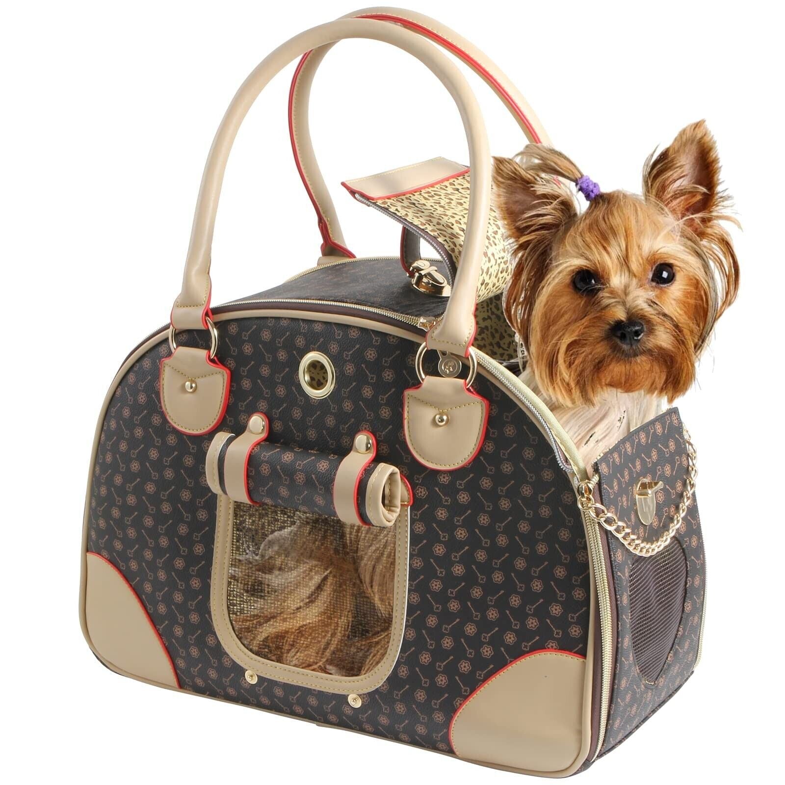 Fashion Dog Carrier PU Leather Dog Handbag Dog Purse Cat Tote Bag Pet Cat Dog...