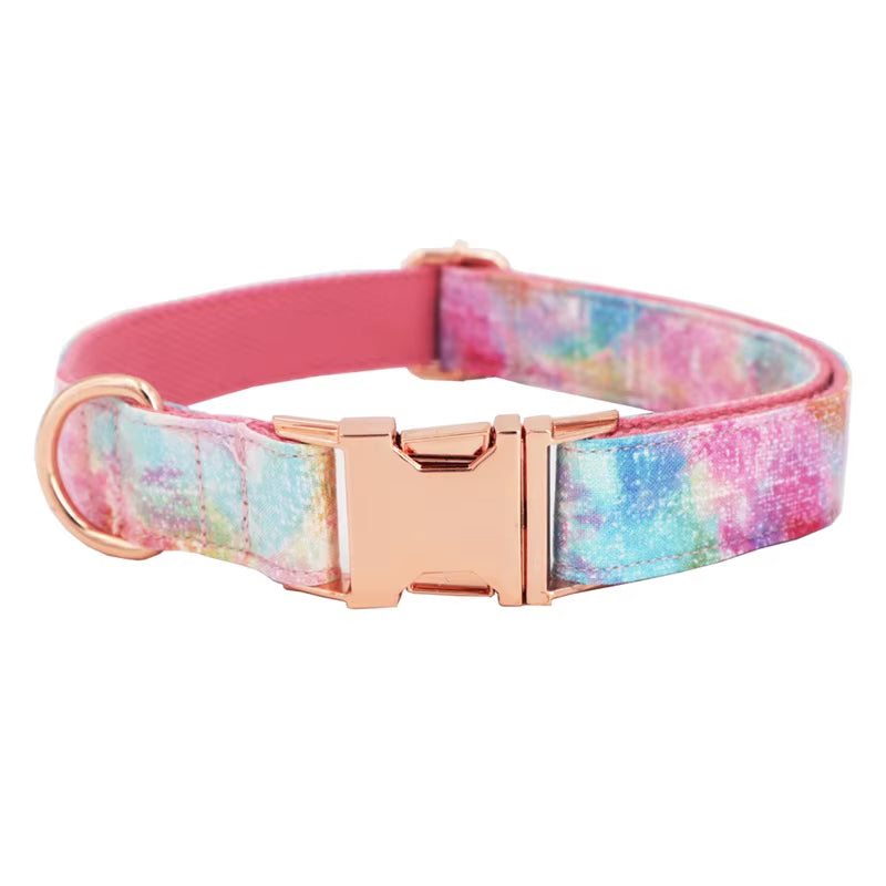 2020 Dream Girl Dog Collar Dog Flower and Leash Set for Pet Dog Cat with Rose Gold Metal Buckle