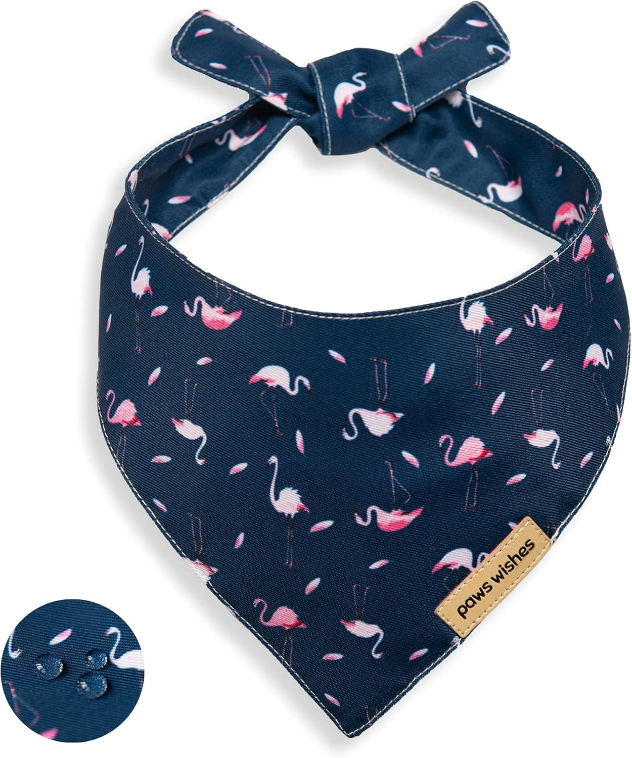 Dog Bandanas 2 Pack, Pet Friendly Shape, Water and Wrinkle Resistant, Set D.C. Spring Flamingo and Plum Blossom, Adjustable Dog Scarfs for Medium Boy Girl Dogs