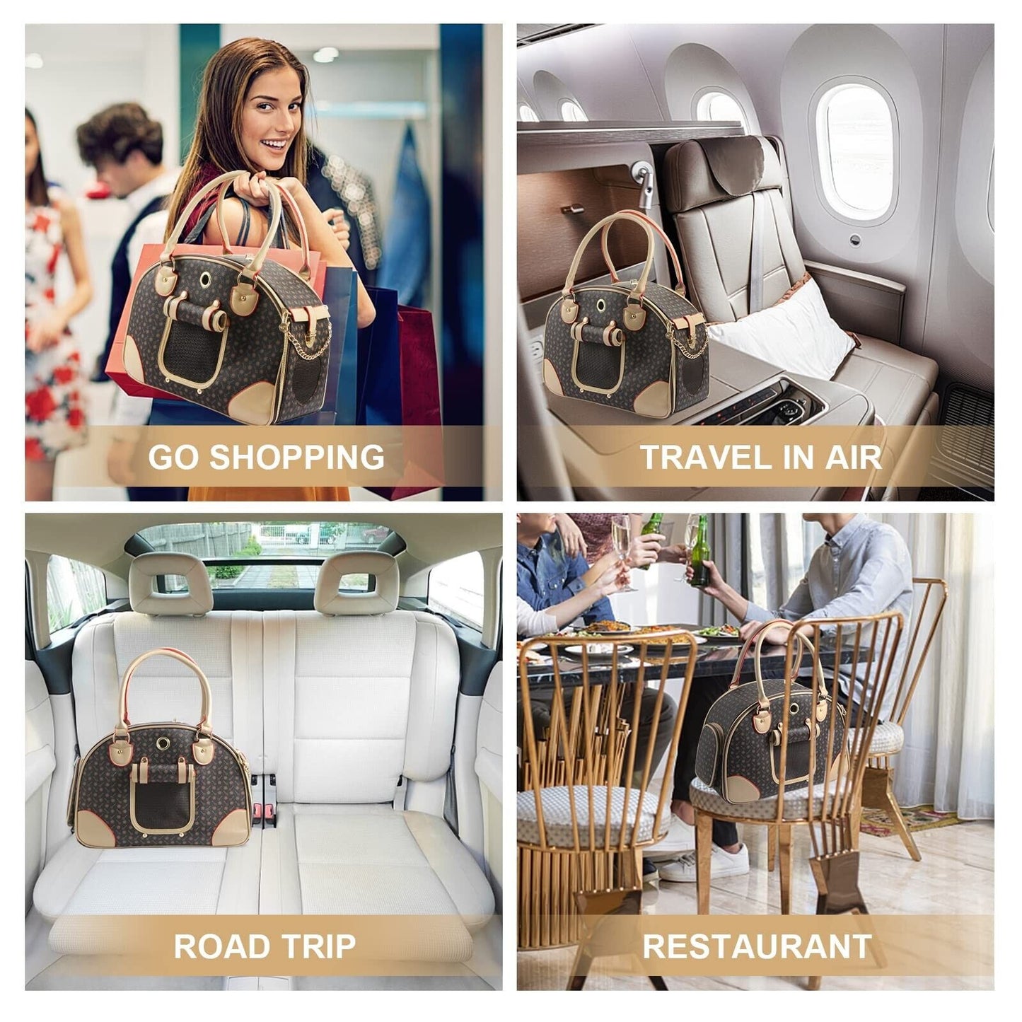 Fashion Dog Carrier PU Leather Dog Handbag Dog Purse Cat Tote Bag Pet Cat Dog...
