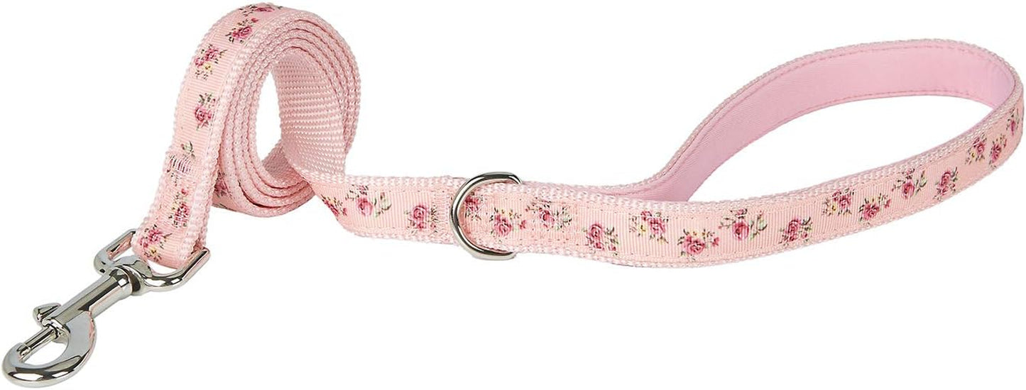 Dog Leash Flower Pattern, 4 Feet Length, Durable Nylon with Ribbon for Small, Medium and Large Dogs.(Medium, Pink Floral Leash)