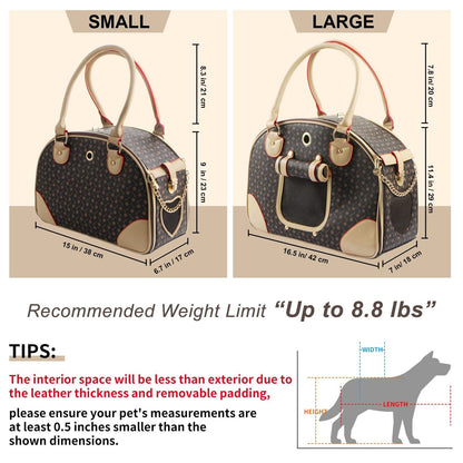Fashion Dog Carrier PU Leather Dog Handbag Dog Purse Cat Tote Bag Pet Cat Dog...