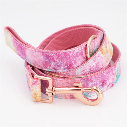 2020 Dream Girl Dog Collar Dog Flower and Leash Set for Pet Dog Cat with Rose Gold Metal Buckle