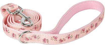 Dog Leash Flower Pattern, 4 Feet Length, Durable Nylon with Ribbon for Small, Medium and Large Dogs.(Medium, Pink Floral Leash)