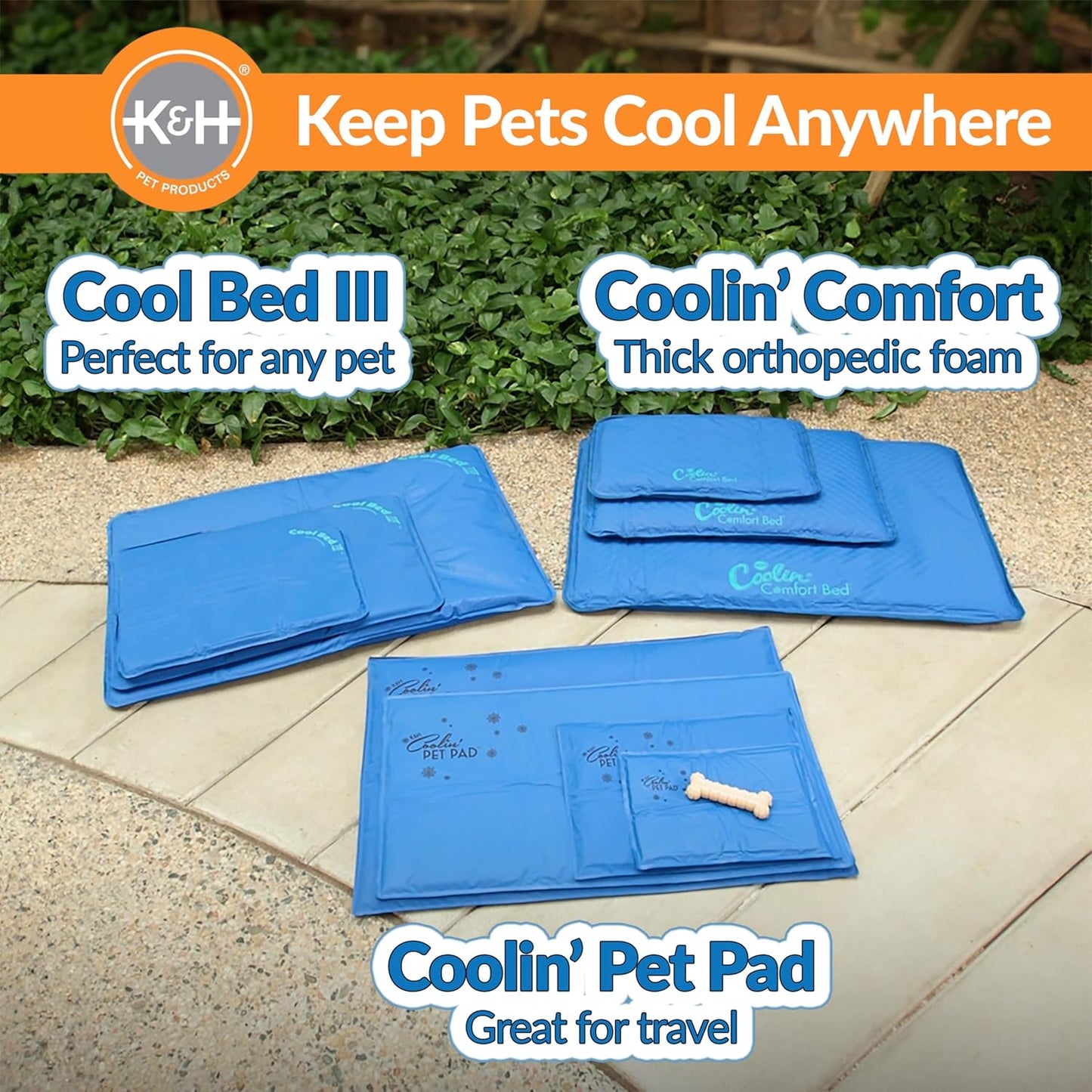 Cool Bed III Dog Cooling Mat, Indoor Outdoor Cooling Beds for Large Dogs, Chilling Pet Pad for in Home, Outdoor Houses, Crates, Yards, Porches - Large 44 X 32In Chill Blue