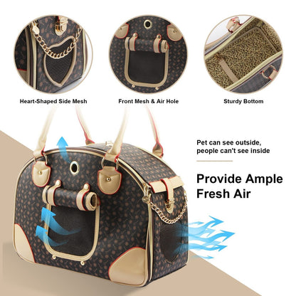 Fashion Dog Carrier PU Leather Dog Handbag Dog Purse Cat Tote Bag Pet Cat Dog...
