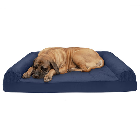 Pet Products Quilted Cooling Gel Top Sofa Pet Bed for Dogs & Cats - Navy, Jumbo Plus