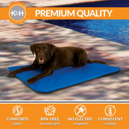 Cool Bed III Dog Cooling Mat, Indoor Outdoor Cooling Beds for Large Dogs, Chilling Pet Pad for in Home, Outdoor Houses, Crates, Yards, Porches - Large 44 X 32In Chill Blue